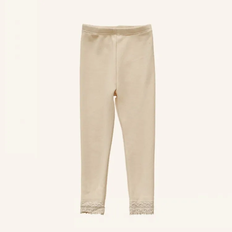 2022 toddler girls solid color lace edge padded bottoming pants