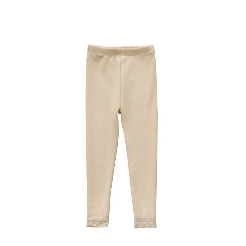 2022 toddler girls solid color lace edge padded bottoming pants