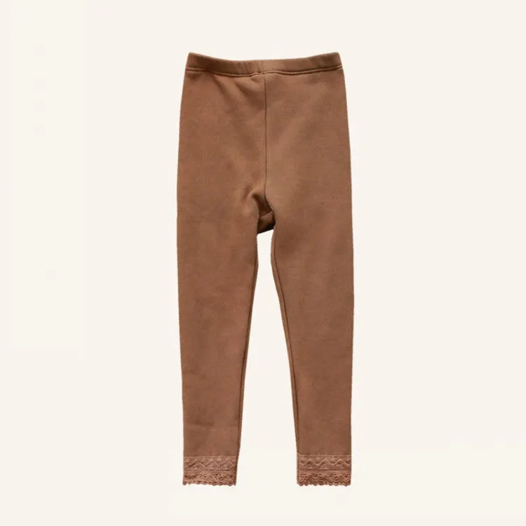 2022 toddler girls solid color lace edge padded bottoming pants
