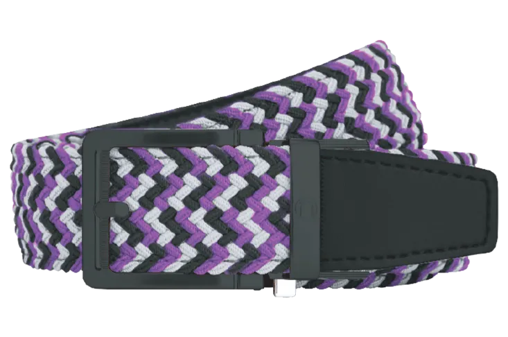 Braided Purple, Silver & Black, 1 3/8 Strap, Golf Belt