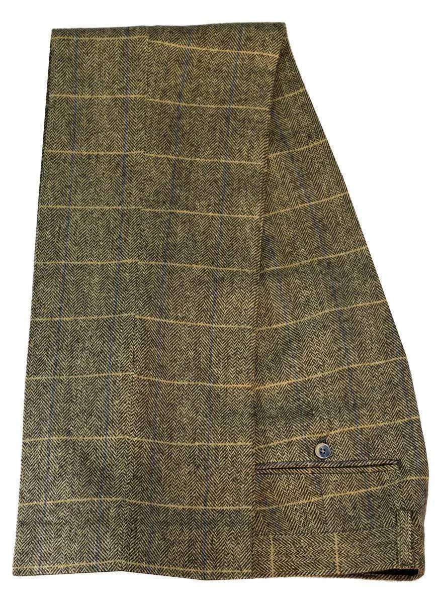 Cavani Albert Men's Brown Tweed Check Trousers