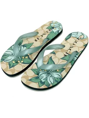 Coach Women's Hawaii Printed Flip Flop Khaki/Navy FG2607