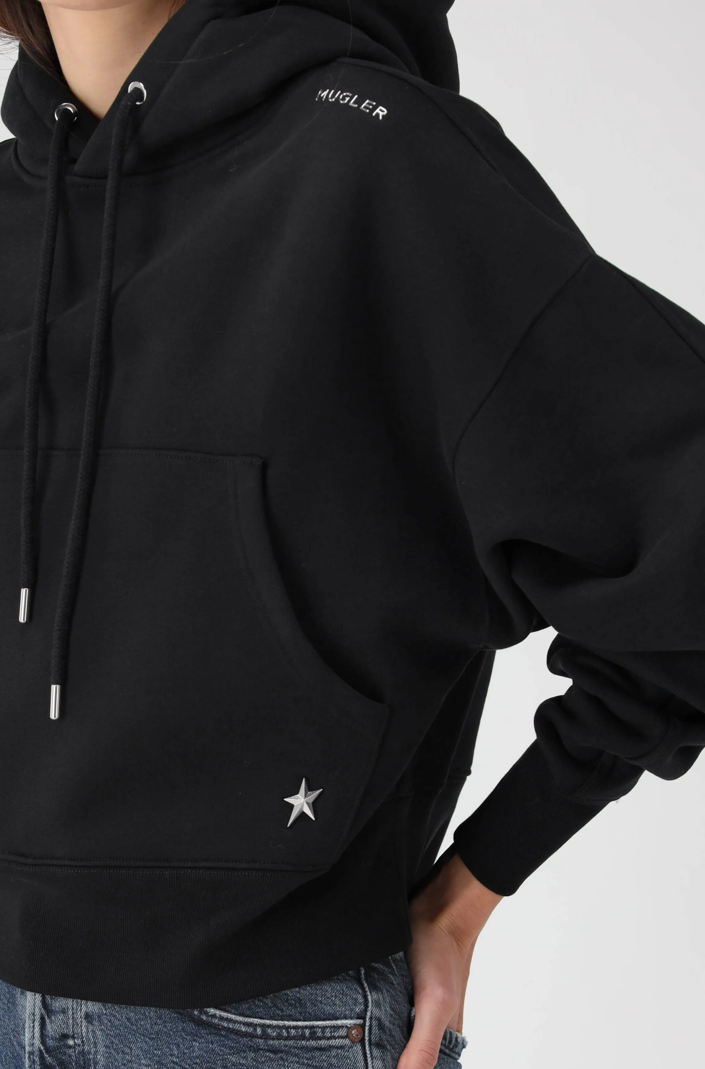 Cropped Sweatshirt in Schwarz