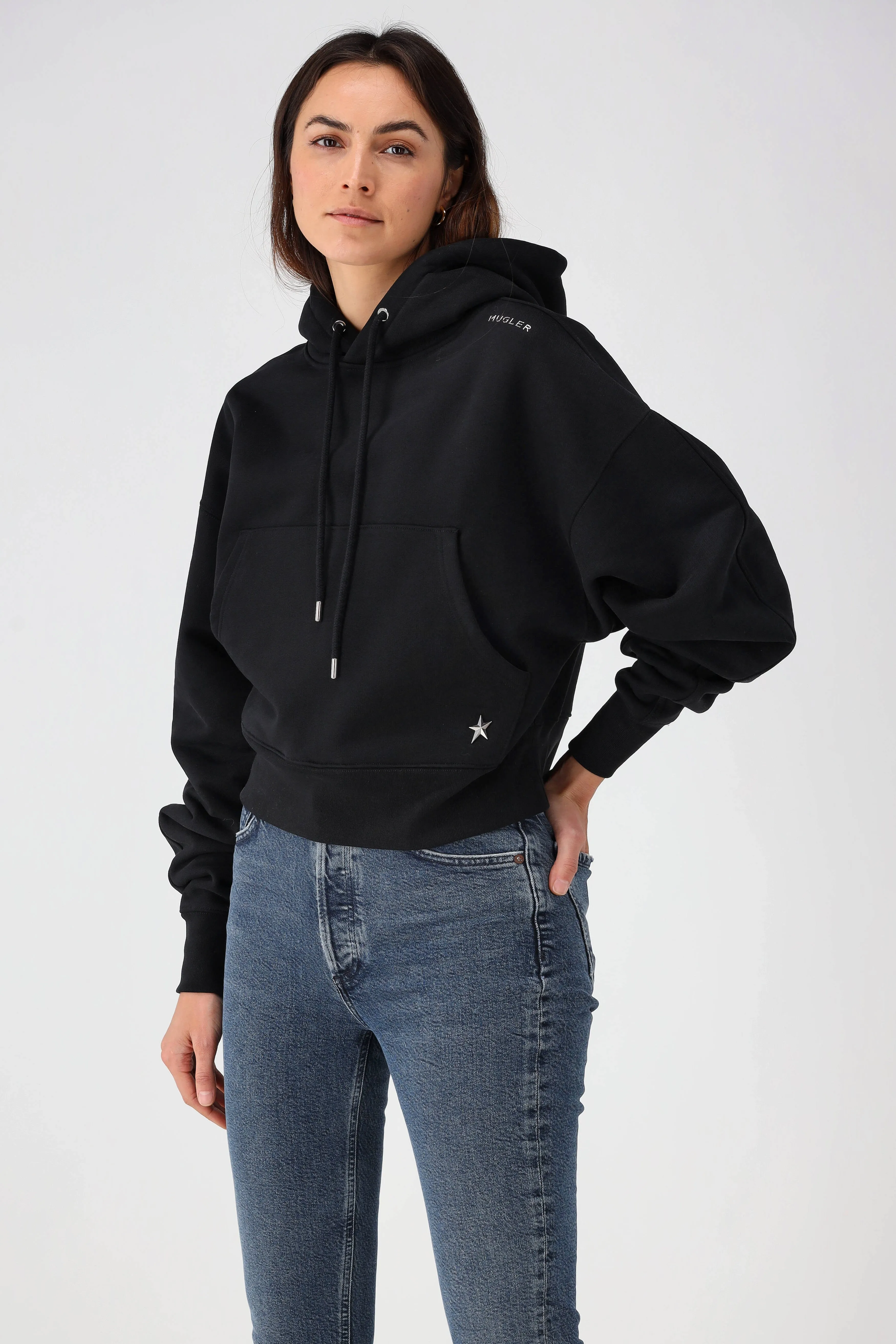 Cropped Sweatshirt in Schwarz