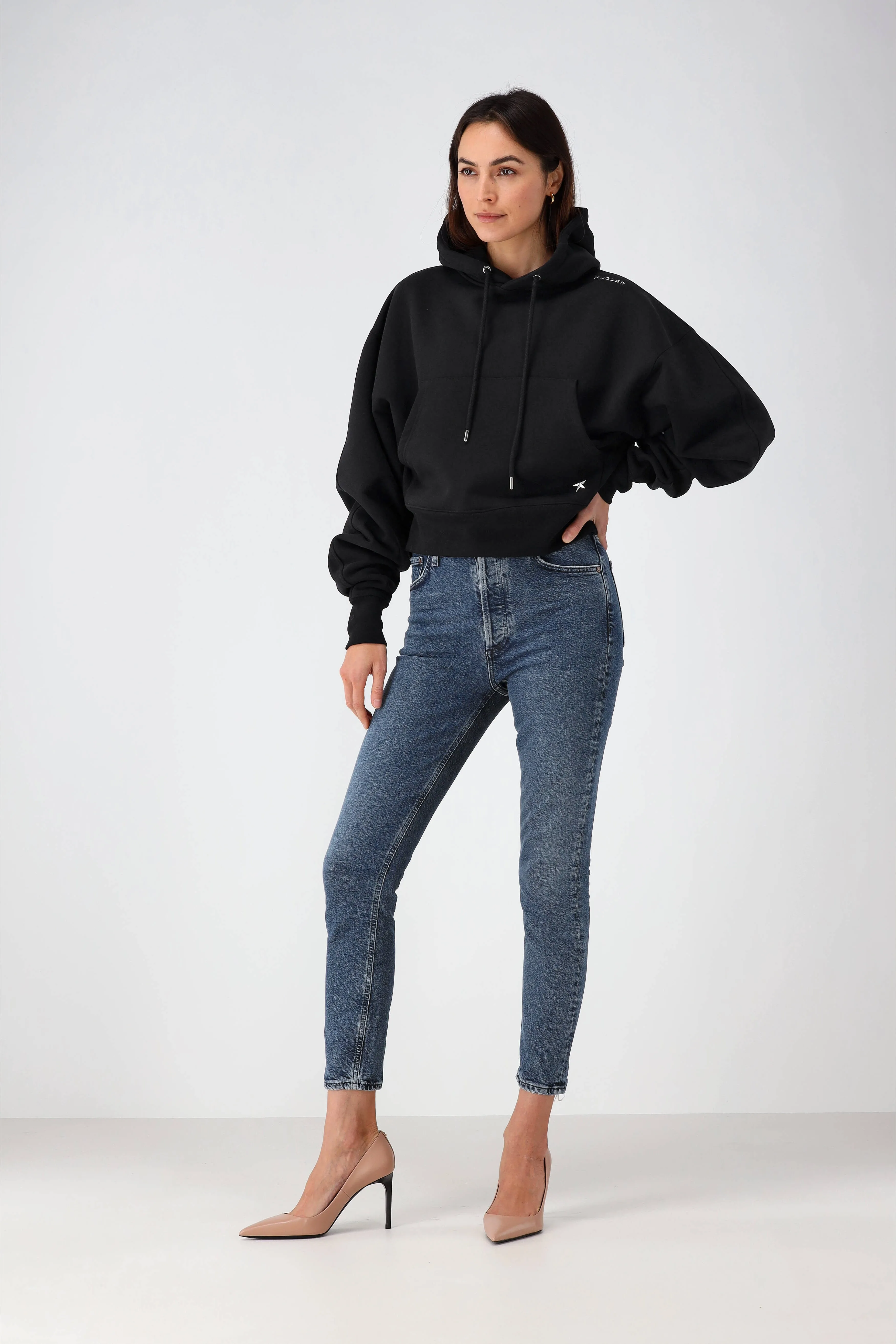 Cropped Sweatshirt in Schwarz