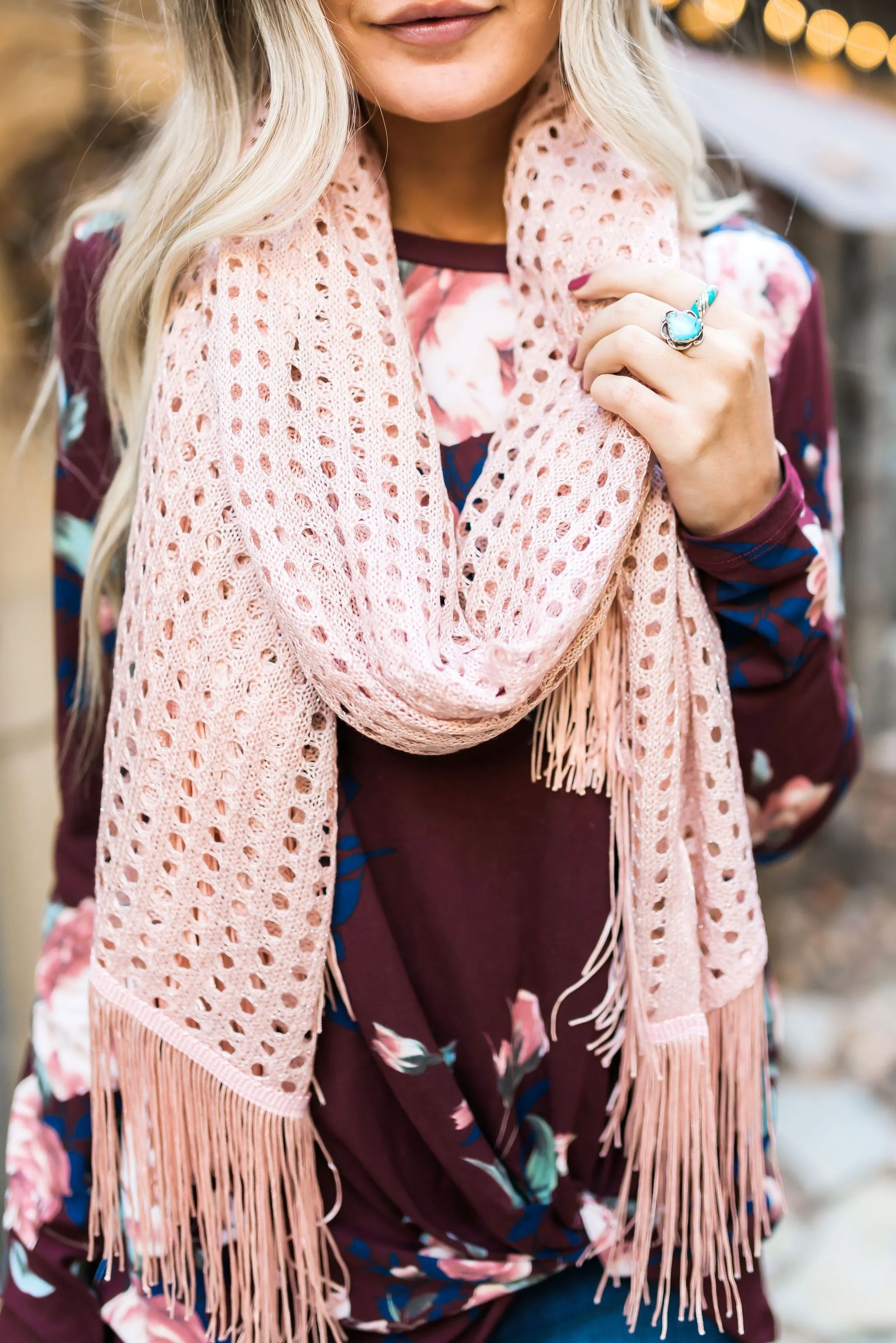 Eyelets   Fringe Blush Scarf