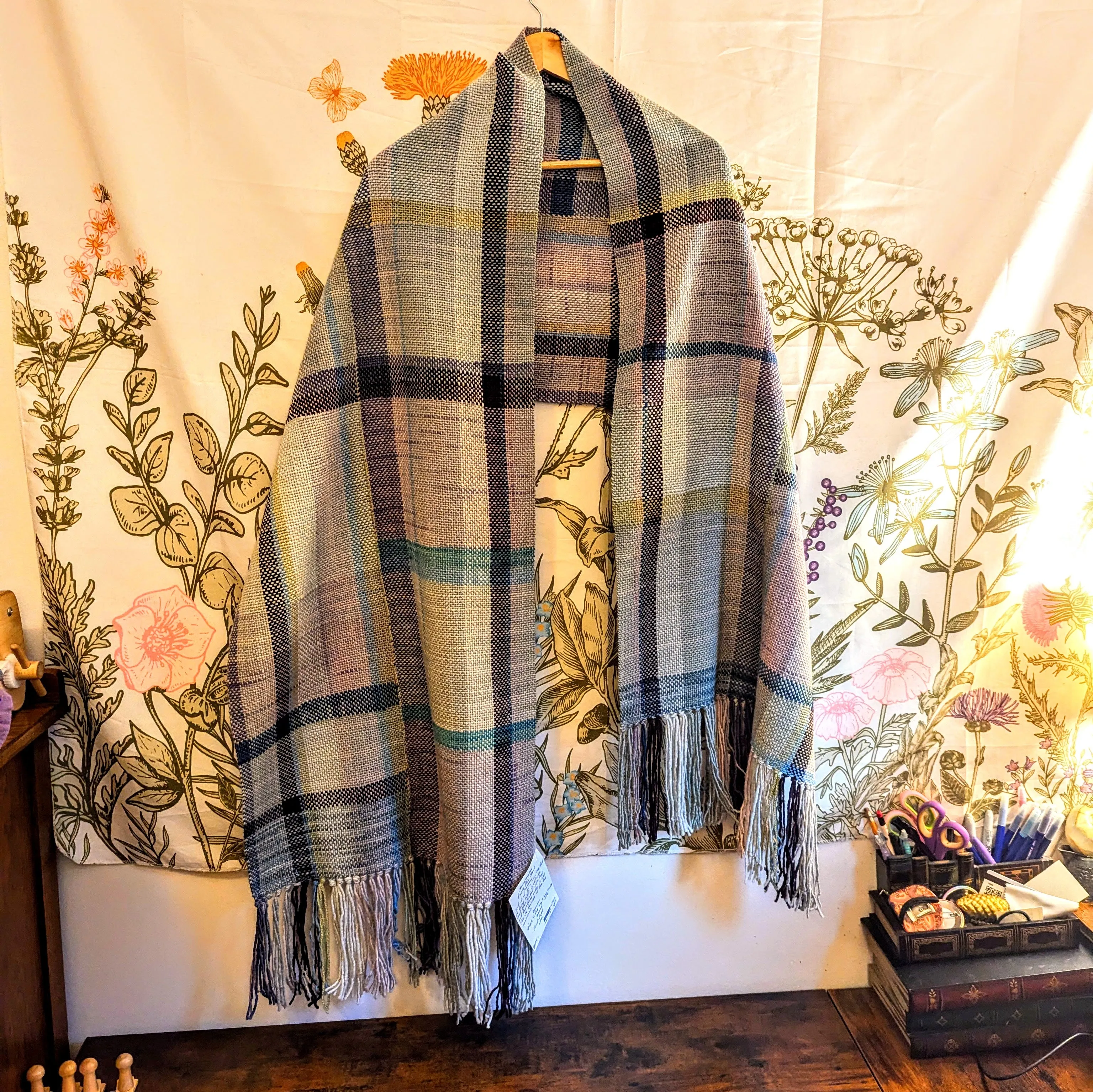 Faerie Plaid Hand-dyed and Handwoven Shawl