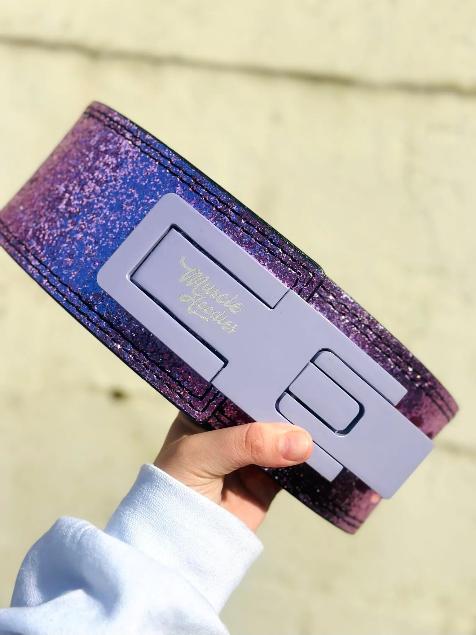 GLITTER LEVER WEIGHT LIFTING BELT- PURPLE LILAC