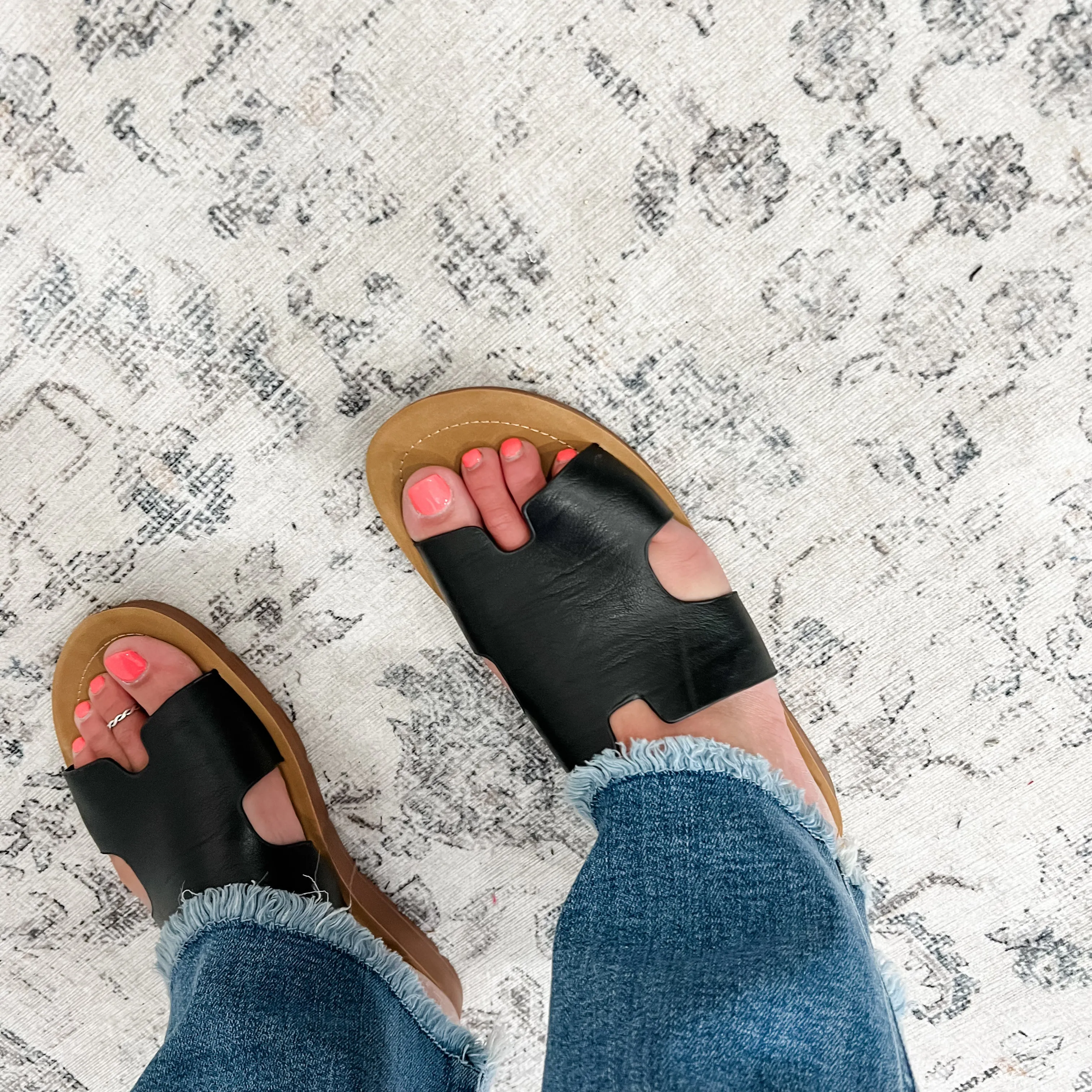 "Bogalusa" Slip on Sandal (Black Smooth)