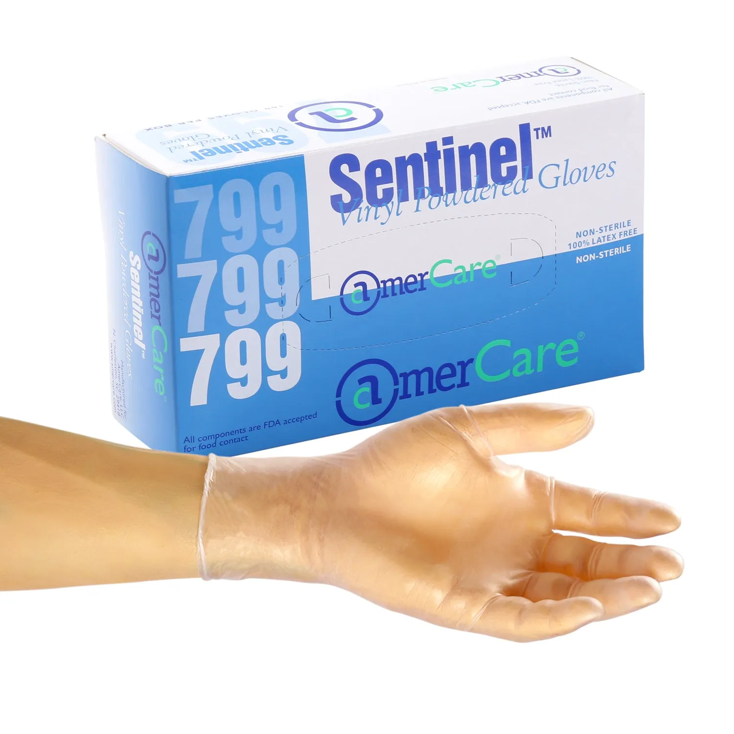 X-Large Lightly-Powdered Vinyl Sentinel Gloves, Pack of 100