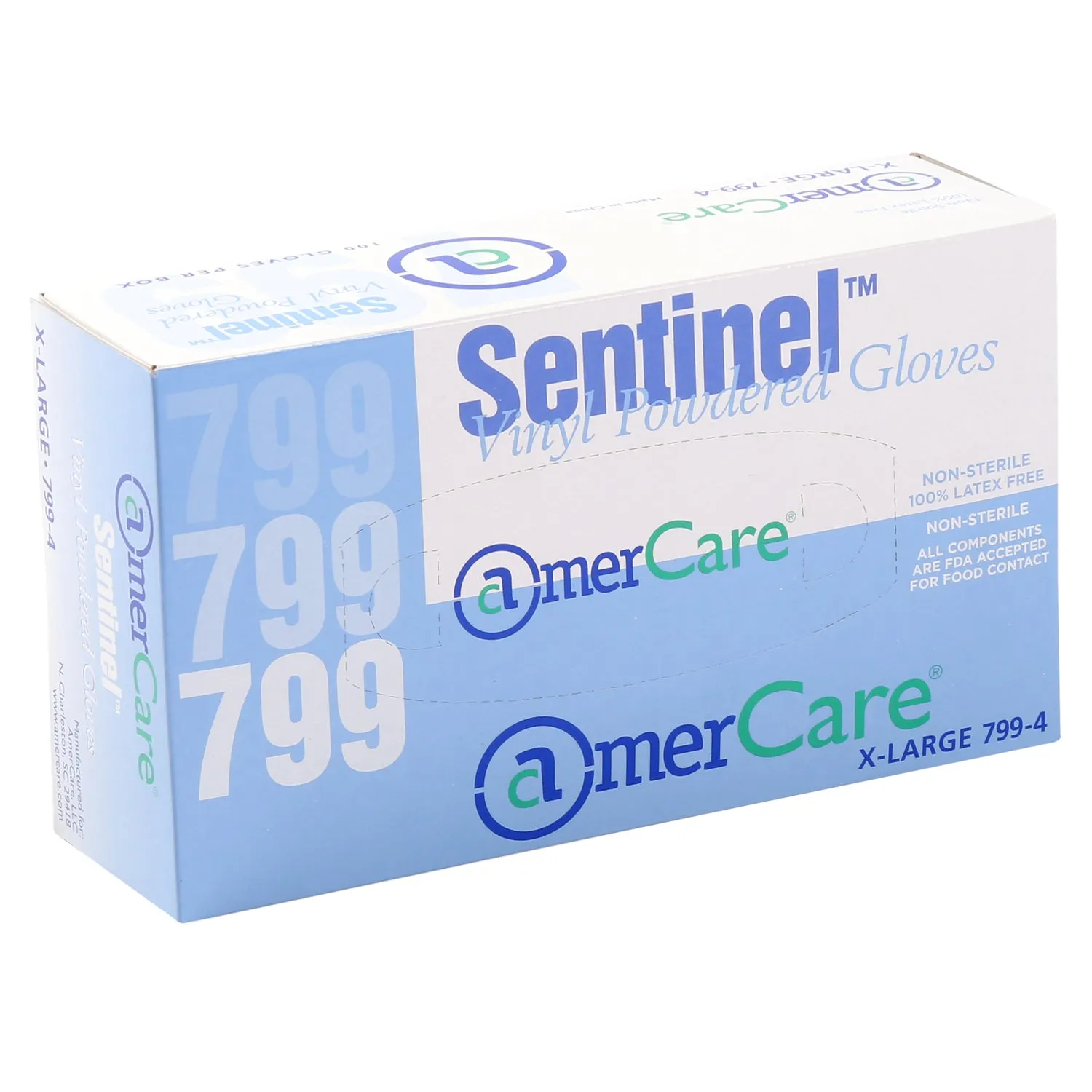 X-Large Lightly-Powdered Vinyl Sentinel Gloves, Pack of 100