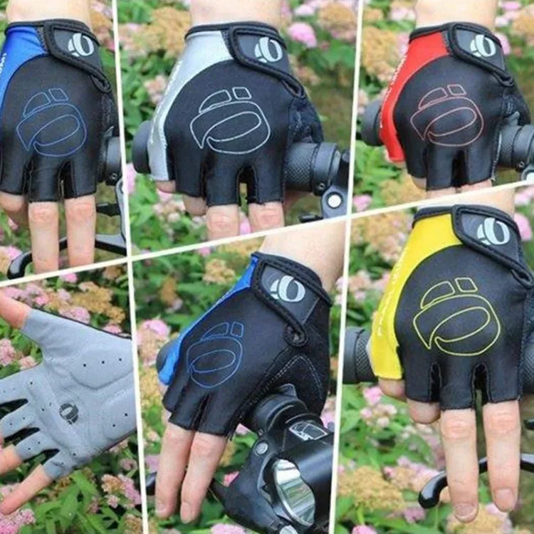 YIZIMI Anti-shock Half-finger Gloves Cycling Silicone Short Finger Gloves, Size: M(Black Red)