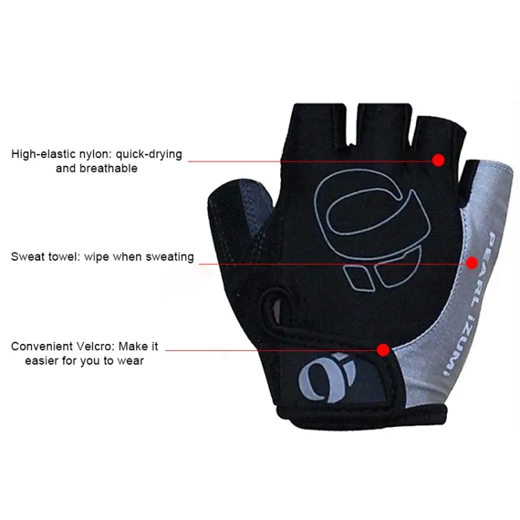 YIZIMI Anti-shock Half-finger Gloves Cycling Silicone Short Finger Gloves, Size: M(Black Red)